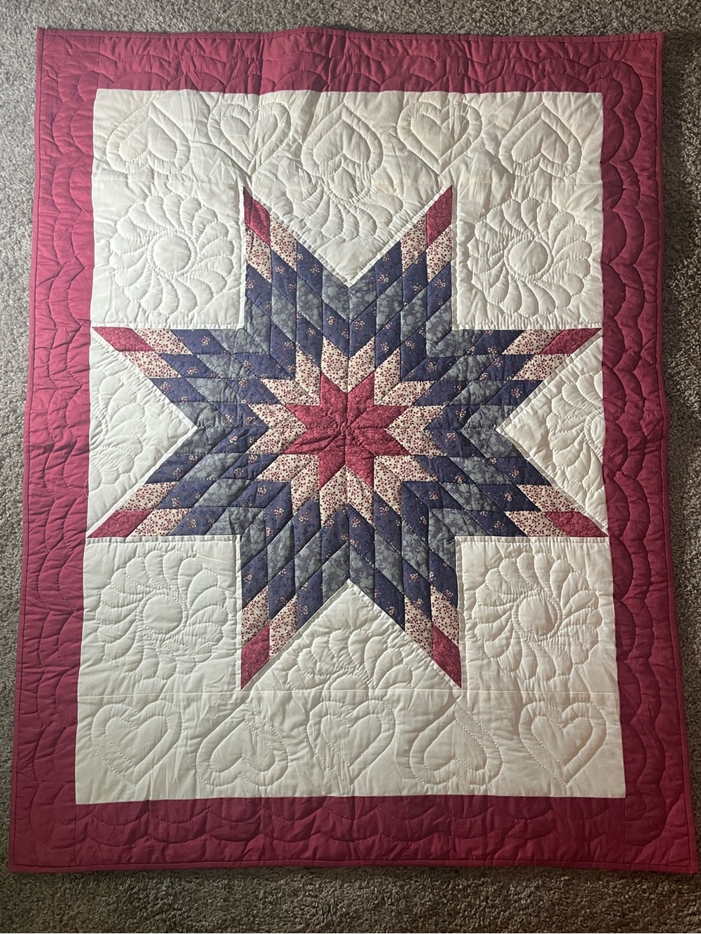 Quilt Vintage Lone Star 37 1/2” W x 47 1/2 L